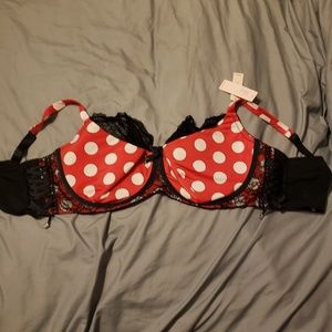Cacique polka dot and lace balconette bra NWT 44H